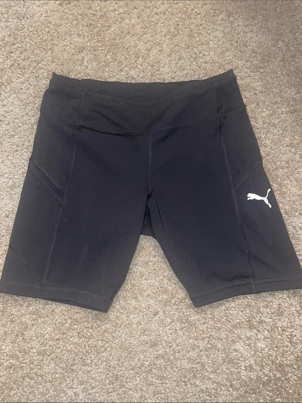 Puma Black Women's Bike Shorts with White Logo